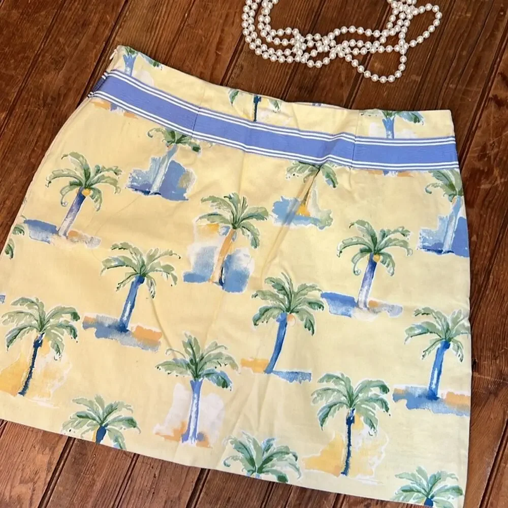 Women’s preppy mini skirt palm trees Molly B yellow size 8 made in USA - Picture 7 of 7